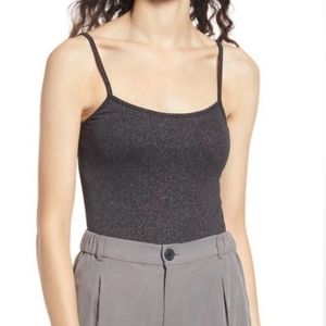 NWT Open Edit Sparkly Bodysuit Black Silver